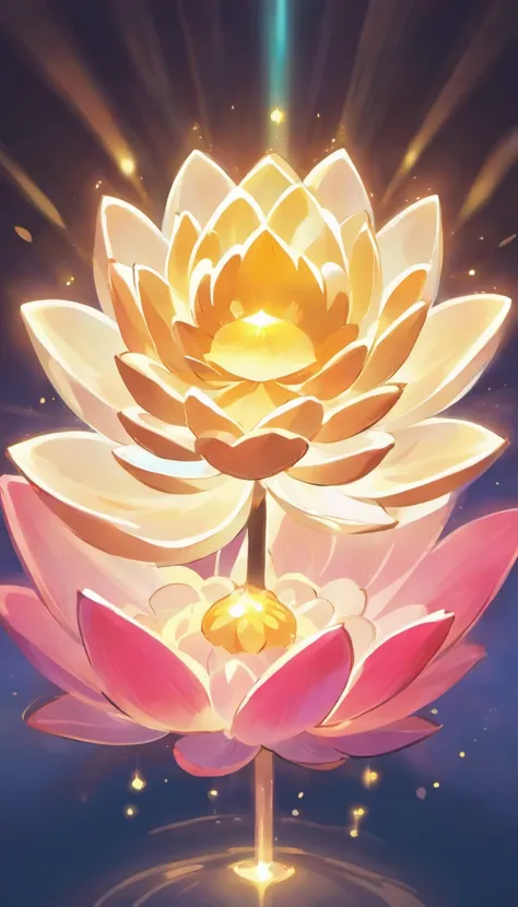 lotus flower, artistic conception, Light shines straight down from above