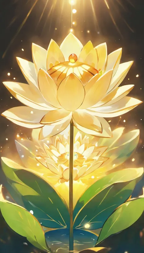 lotus flower, artistic conception, Light shines straight down from above