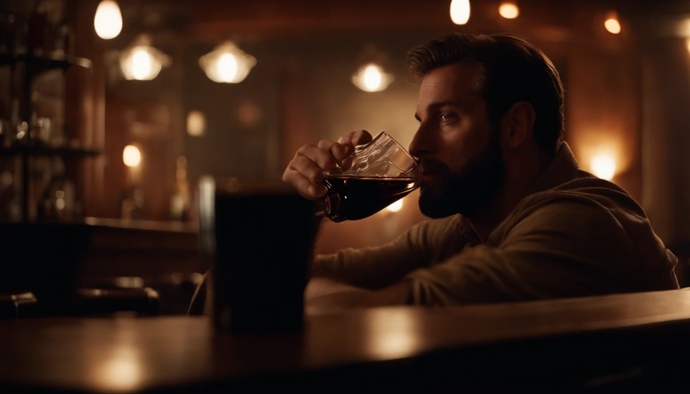 Man drinking at a bar