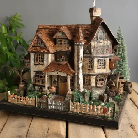 DIY Miniatur Haus, Zimmer detailed, Horror theme, Exquisite und detaillierte Zeichnungen, Tall and complex building, FESTPLATTE, Highly detailed, Saubere Zeichnungen, 2D, Freude, Gute Laune, happiness, ein kleines, unerwartetes, skurriles magisches Element...