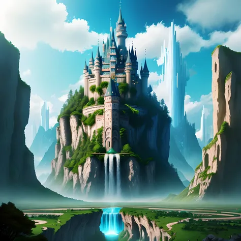 Super Huge Castle Paradise Heaven Giant Cyberpunk Top Quality Utopia Waterfall Mother Nature