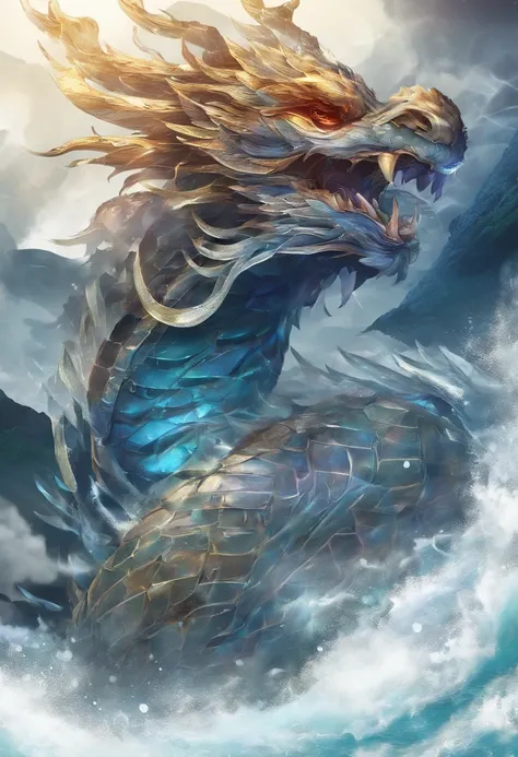 China-style，Chinese mythology，Dragon turtle，faucet，Angular，Turtle body，Giant tortoiseshell shell，（Heavy tortoiseshell shell：1.4），The tail of the snake grows out，has horns on its head，tosen，Ferocious，gargantuan，The eyes glow blue light，the sea，Huge waves，su...