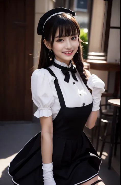 Wearing a black maid outfit like the cutest school uniform in the world,Z Cup Big,Sculpture model attracts, (1girl in:1.3)、photos realistic、Photorealsitic:1.4 Official art、ultra-detailliert、Beautiful and aesthetic、Beautiful fece、​masterpiece、top-quality、si...