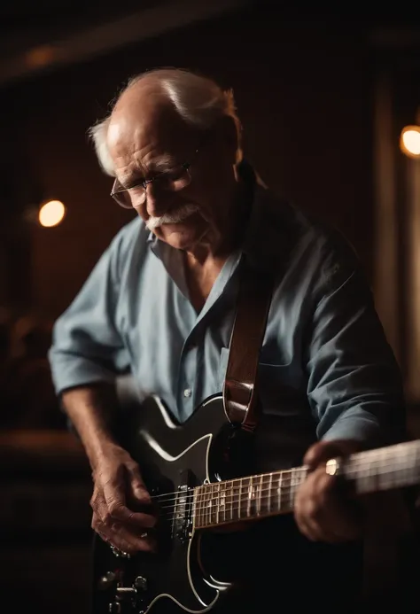 Grandfather with electric guitar