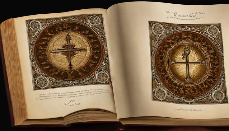 "Por favor, create a high-definition image of the Book with a magnifying glass that captures the reverence and spiritual significance of this holy book and magnifying glass. The image should convey the historical and religious importance of the Book, apres...