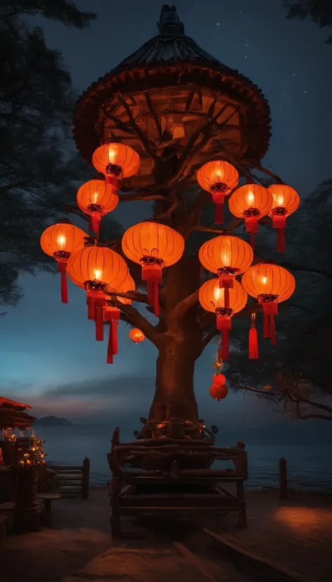 themoon，Moon cake，flod，das boot，Kongming Lantern，The tree，One guy