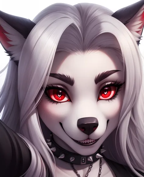 masterpiece, best quality, face portrait of a female anthro loona hellhound, loonacroptop, detailed face, (detailed eyes, slit p...