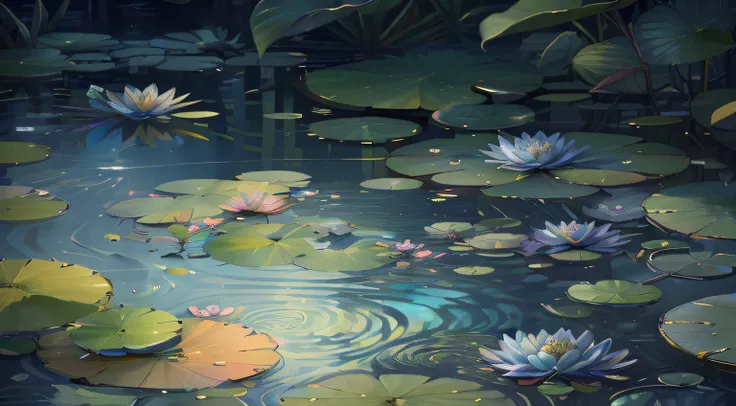 Original，（best qualtiy），（the Extremely Detailed CG Unity 8K Wallpapers），water lilies，Water lily petals，scenecy，rios|Wagas