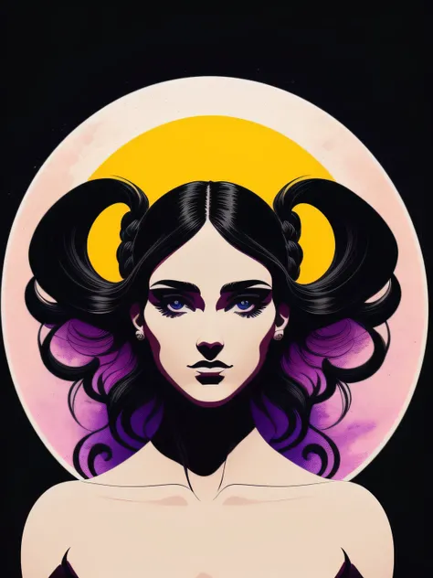 Venus, Arte de la camiseta, 2d, ((fondo negro :1, 5)), Vector, vivid colors, Obra maestra, La mejor calidad, Detalles intrincados, perfect symmetrical face, Detalles realistas, gothic theme, Luz de llanta, Luz de la luna, cinematic shading, Greg Rutkowisk