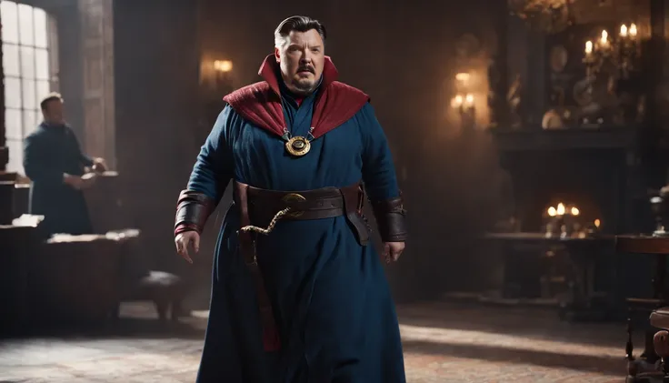 (Professional 3D rendering:1.3) de (Realistic:1.3) Foto of fat obesity dr strange, full body