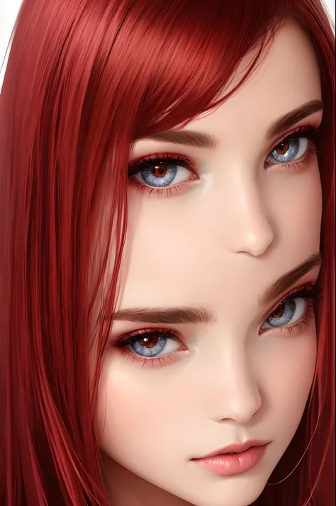 whaite hair，red color eyes，a beauty girl，pupils