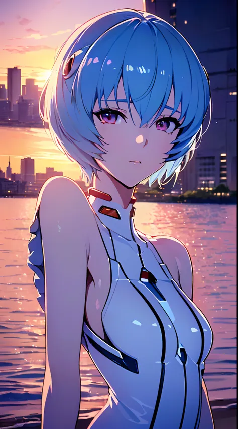 (((ayanami rei))),1girl,solo,(masterpiece,best quality, official art, beautiful and aesthetic:1.2),(ultra high res, (4k),beach,g...