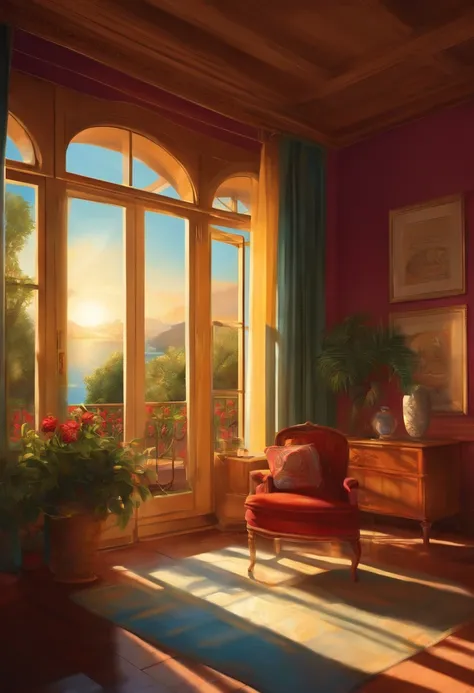 Illustration of a sunny room