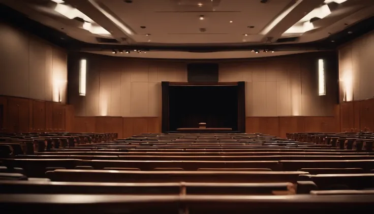 Empty lecture hall board view