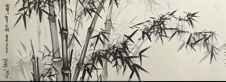 Ink painting bamboo,hyper-high detail,Large composition