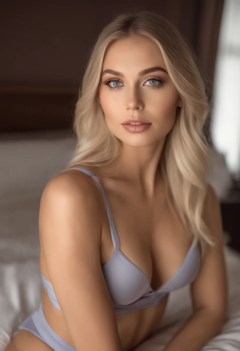 woman with matching tank top and panties, Sexy girl with blue eyes, portrait sophie mudd, portrait corinna kopf, blonde hair and large eyes, Selfie einer jungen Frau, Augen im Schlafzimmer, Violet Myers, ohne Make-up, Natural makeup, Blick direkt in die Ka...