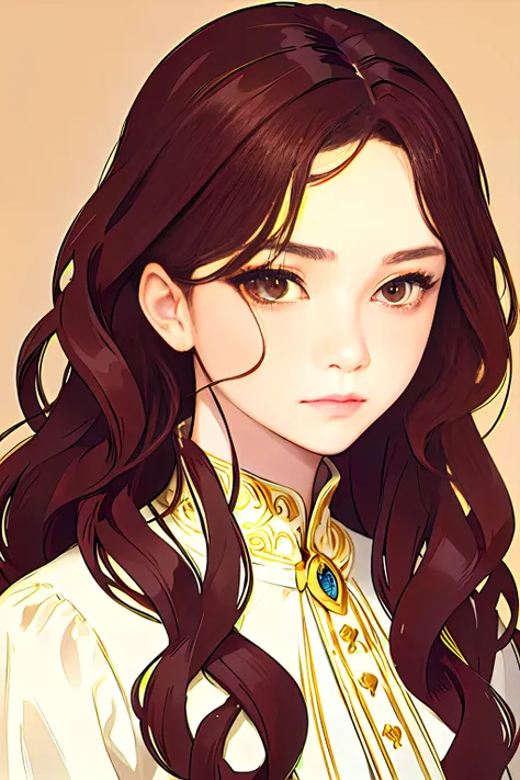 anime girl with long brown hair and a white blouse, detailed portrait of anime girl, beautiful character painting, portrait knights of zodiac girl, detailed digital anime art, artwork in the style of guweiz, beautiful anime portrait, digital anime illustra...