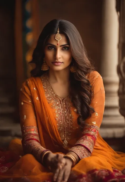 Beautiful ,23 years young girl,confident looking,8k,realistic,dark brown hair,fair skin, indian,long hair,clear facial features,clapping hands,saying namaste,wearing kurta and dupatta