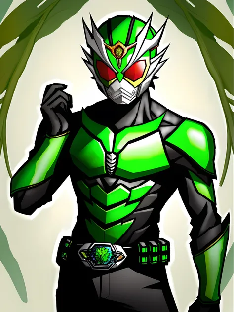 botanical background，Green Kamen Rider