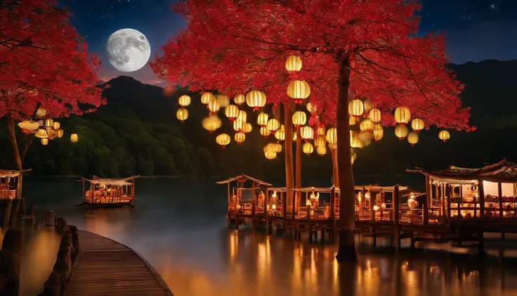 Mid-Autumn Festival、Moon、themoon、Star of the Sun、Mooncake stalls、Concert、band、fire works、UAVs、environment friendly、tradit、celebrating、enviroment、Plaza、The bear goes to the moon、forest、Critters、Bamboo lanterns、the night、celebrating、Artistically、device、decor...