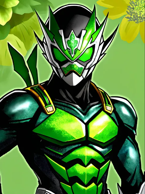 botanical background，Green Kamen Rider