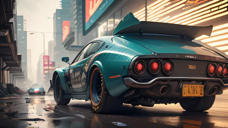 Futuristic vehicle in cyberpunk scenario render high octane, hyper realistic, extreme details, cinematic, trend in artstation | Bladerunner aesthetic, by Pablo Picasso style, in_hongkong, racetrack setting, apocalyptic, magnificent futuristic vehicle, high...