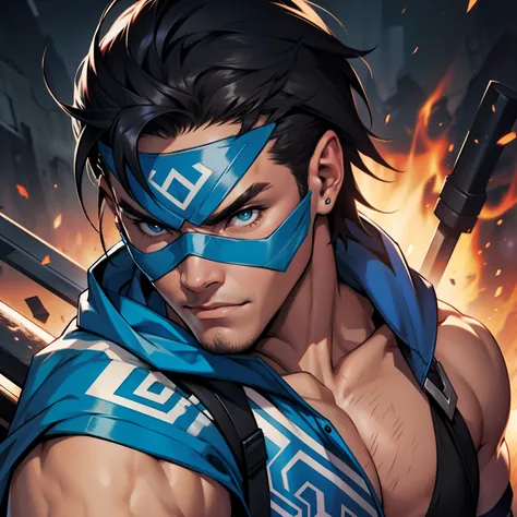 Sub zero do mortal combate sexy e musculoso, sem camisa, the men is Fucking a girl, male foccus