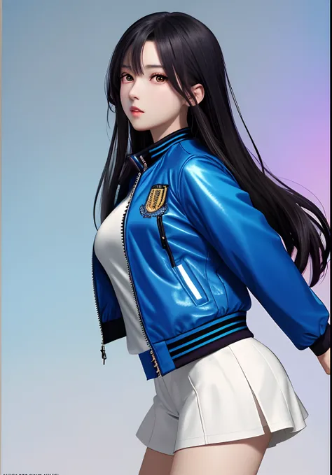 1girl,  , gradient, gradient background, jacket, mecha musume,  eyes,  jacket, solo, standing ,in the style of AImanhwa,  master piece, UHD, awrad winning design, Artstation, (ultra detailed), (illustration) ,(masterpiece:1.2),(best quality:1.2)