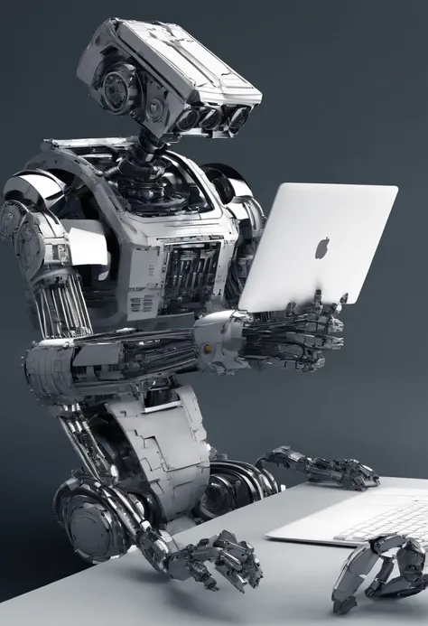 a robot, com corpo translucido, sitting at a desk with a pen in his hand, escrevendo no livro, na sala com livros, wide vision, ultra realista, altamente detalhado, pintura digital, arte conceitual, suave, foco nítido, tiro grande angular , Wall-E , R2D2