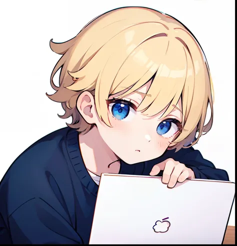 superfine illustration,masutepiece,Animated,1boy,man,Mans,gay,Yaoi,Guy,man,Mans,Short hair,Curly hair,Parted bangs,Blonde hair,Blue eyes,White skin,white  shirt,Handwriting style