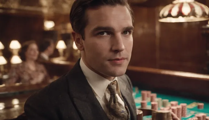 a bad man, smashing slot machines, on a boat in the 1930s