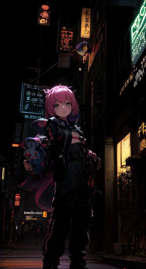 Anime characters in the night city with neon lights, Digital Cyberpunk Anime Art, Stylized anime, tentacles around, Fine details. Anime. tentacles, digital cyberpunk - anime art, anime cyberpunk art, humanoid pink female squid girl, cyberpunk medusa, inspi...