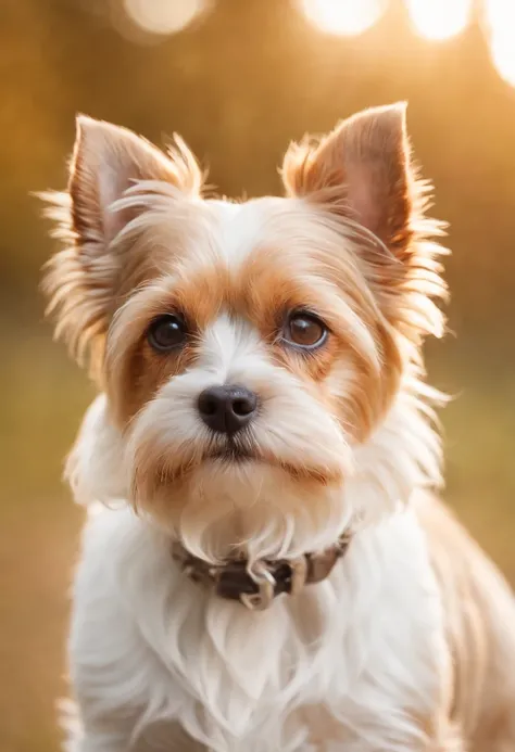 Cachorro biewer terrier com o pelo dourado e longo