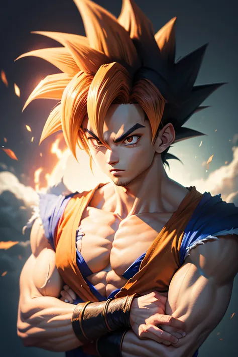 Goku com  o cabelo vermelho