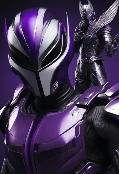 Purple Kamen Rider, silver armor, Gray and black clothes, Purple Tech Suit, secret agent, roboto