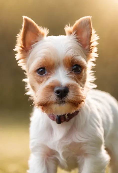 Cachorra biewer terrier brincando com uma crianca pequena