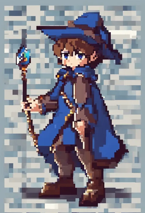 anime, boy, blue eye, brown-hair, wizard.