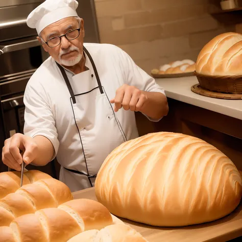 Grandfather making bread --auto