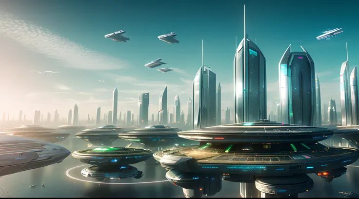 future-tech，Cidade futuristica，Future girl by the window，clean energy，Green environmental protection，Small flying machines sail around the city，Futuristic city with futuristic train and futuristic architecture at night， future concept art， Other future cit...