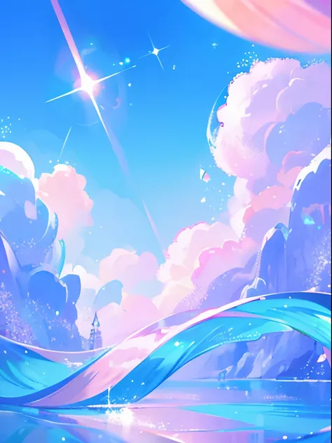 Beautifully sparkling crystals、macro photography、hightquality、high-level image quality、emotional、PastelColors、pastel pink、Random reflexes、depth of fields、masutepiece、blue-sky