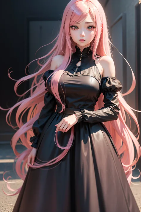 Anime girl posing with long pink hair and black dress, cute anime waifu in a nice dress, Anime girl with long hair, Anime girl wearing black dress, (Anime girl), loli in dress, pretty anime girl, seductive anime girls, Anime girl, Beautiful anime girl, An ...