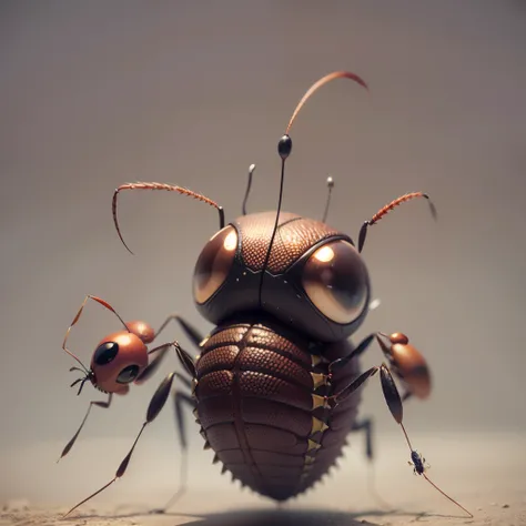 animation of ants as monsters,big,wild, holding another ants who scared and want to escape from him.3D.upscales --auto --s2