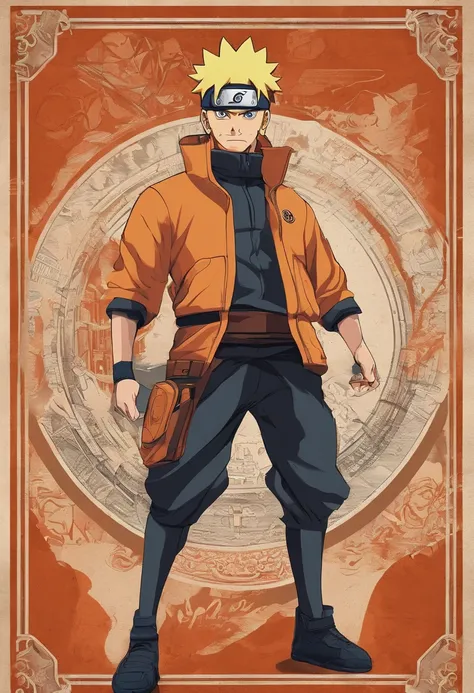 Imagine uma estampa de camiseta do naruto com a nove caudas