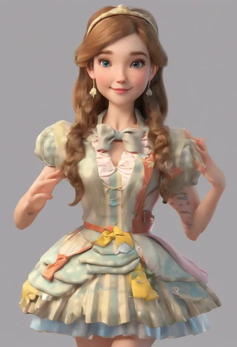 1girl, masterpiece, best quality, 8k, detailed skin texture, detailed cloth texture, beautiful detailed face, intricate details, ultra detailed, Alice in Wonderland, (a bow on her head:1.1), upper body