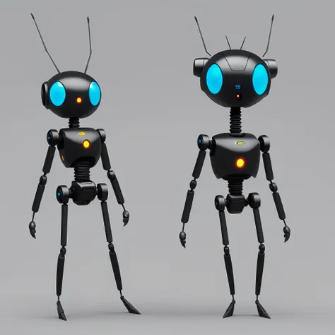 Robotic ant character for game, legs and hands should be visible.