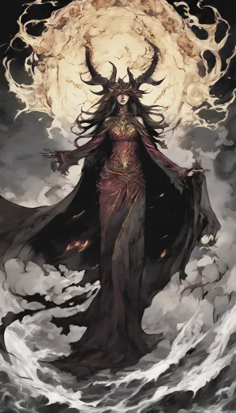 (dark skin), (demon horns), large breasts, Immortal temptation takes over my mind Condemned Fallen weak on my knees, summon the strength Of mayhem I am the storm that is approaching Provoking black clouds in isolation I am reclaimer of my name Born in flam...