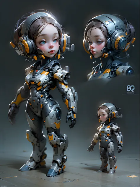 Q version，Cute cute baby girl，Ultra photo realsisim，Hyper-detailing，Full body like，24th century，Sci-fi baby girl，StarCraft Human Soldier Warframe，gauss rifle，highly detailed surreal vfx，Smudge，Faraway view，super-fine，ultra - detailed，high qulity，8K ，oc ren...