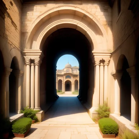 Romanesque semicircular arch in front view