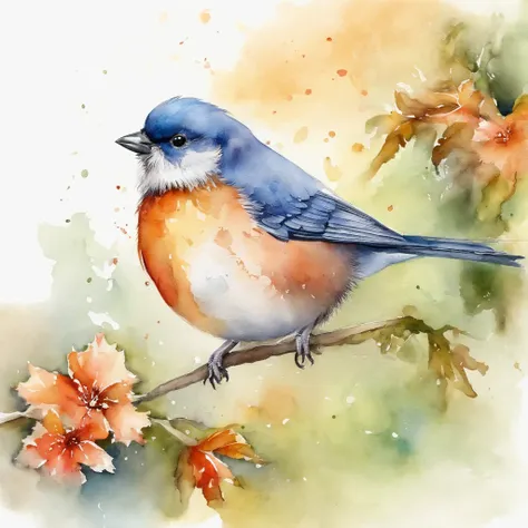 desenhos em aquarela, birds, fofo, em desenhos em aquarela, Aquarela, 4k resolution, fundo branco, pastels colors