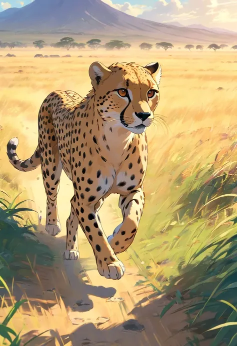 Cheetah running in the serengeti